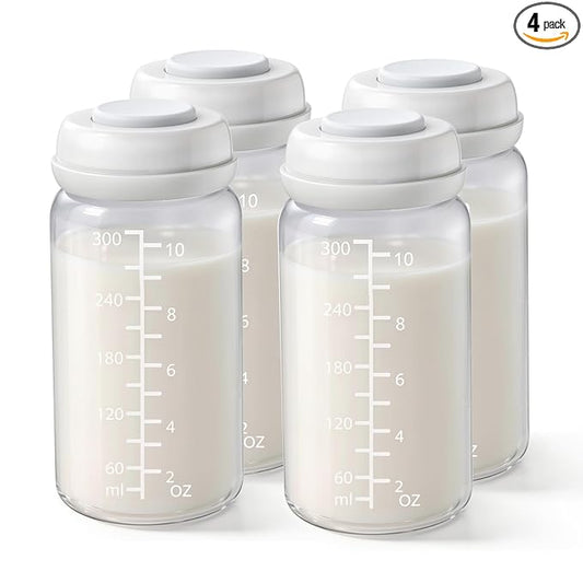 4PCS Breastmilk Storage Bottle for Momcozy 22oz Breast Milk Cooler, Wide Neck Breastmilk Collection Compatible with Spectra S1/S2/9 Plus/SG/Motif Luna, Certain Philips Avent Nipples, 10oz/300ml