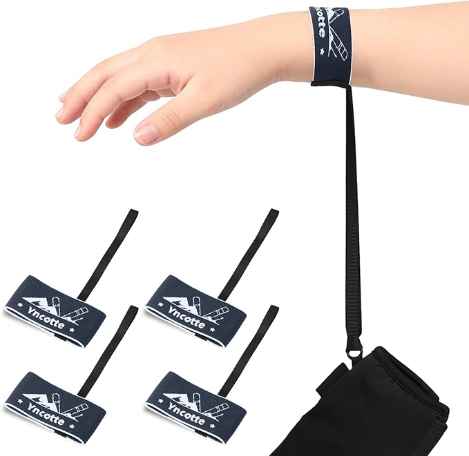 Glove Leash, 2 Pairs Ski Glove Wrist Straps Elastic Handcuff Leashes for Skiing Snowboarding Accessories, Adjustable Anti-Loss Hanging Glove Straps