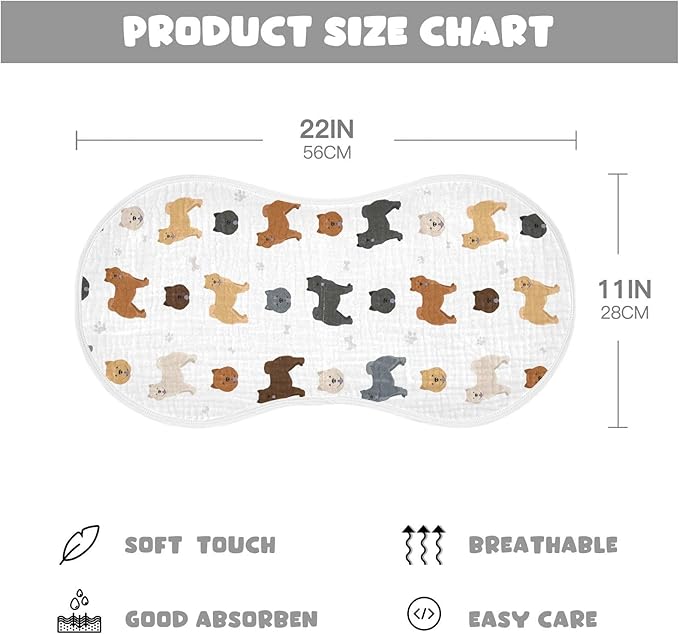 vvfelixl Baby Burp Cloths Different Chow Chow Baby Newborn Cotton Burping Cloths Set Baby Washcloths 4 Pack