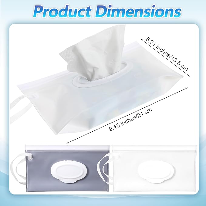 4 PCS Baby Wipe Case Set, Portable Reusable Wipes Pouches, Baby Wipe Holder Travel Travel Wipes Dispenser, Refillable Case for Convenience (White, Gray, Black, Transparent)