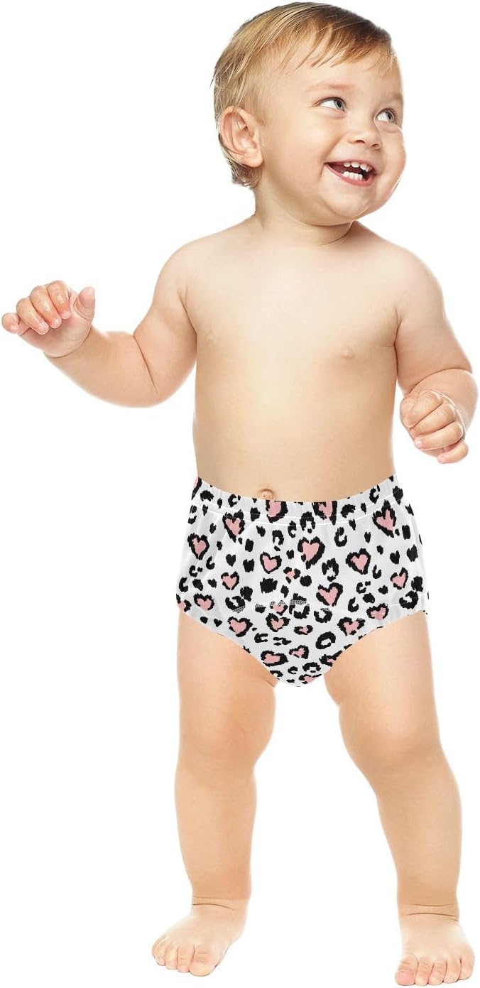 Bolaz Toddler Training Pants, Leopard Print Pink Heart Cotton Potty Training Underwear for Baby Boy Girl 3-Pack