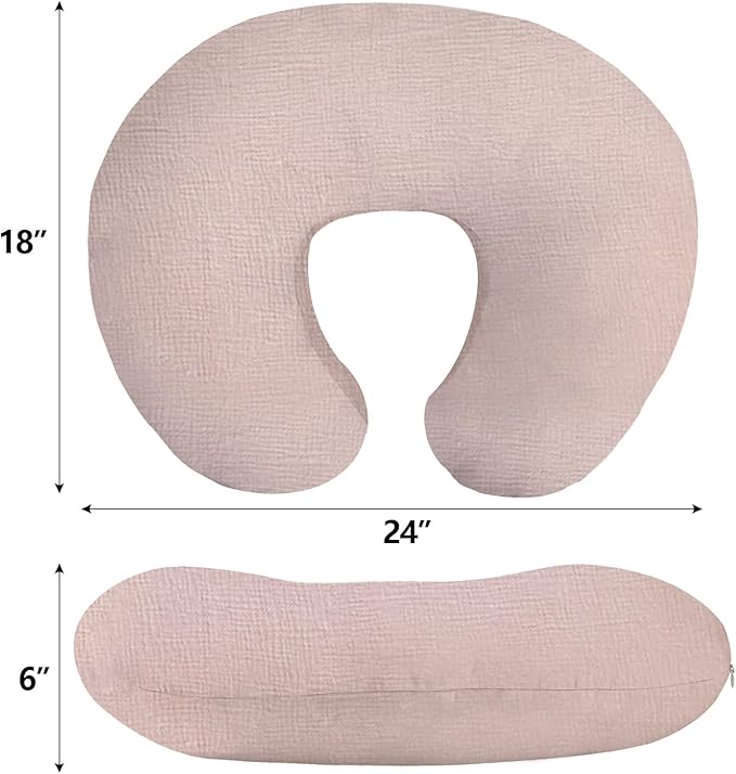 Little Grape Land Muslin Nursing Pillow Covers, 100% Cotton Removable Breastfeeding Pillow Covers, Breathable Slipcover for Baby Boys & Girls, (Wetland Birds & Rosy)