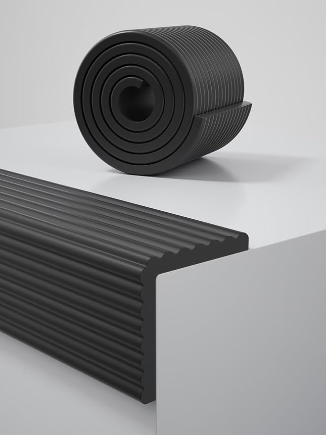 7.9''W Extra-Wide Edge Protector, 6.56FT 0.47''Th Baby Proofing Corner Guards, Safety Furniture Bumper, Pre-Taped, Thick Soft Rubber Foam Padding for Fireplace Table Stair Cabinet (Black)