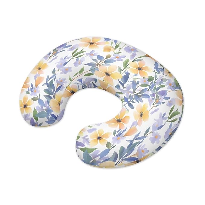 Wild Flowers Nursing Pillow Breathable Cover, Flower Field Soft Breastfeeding Pillow Cover, Watercolor Art Breastfeeding Pillow Slipcover for Boys & Girls