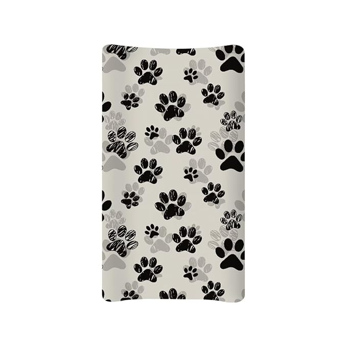 Paw Print Changing Pad Cover Baby Boys Nursery Diaper Changing Table Pad Cover One Size Soft Breathable Polyester Change Mat Sheets