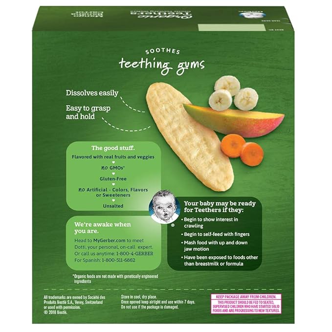 Gerber Organic & Non-Organic Gentle Teething Wafers Bundle (6 Packs)