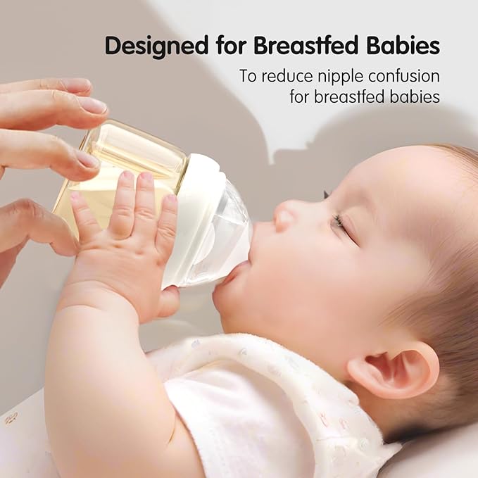 Aynmer Natural Flow Baby Bottle Silicone Nipple，0+ Months, 4 Counts (S)