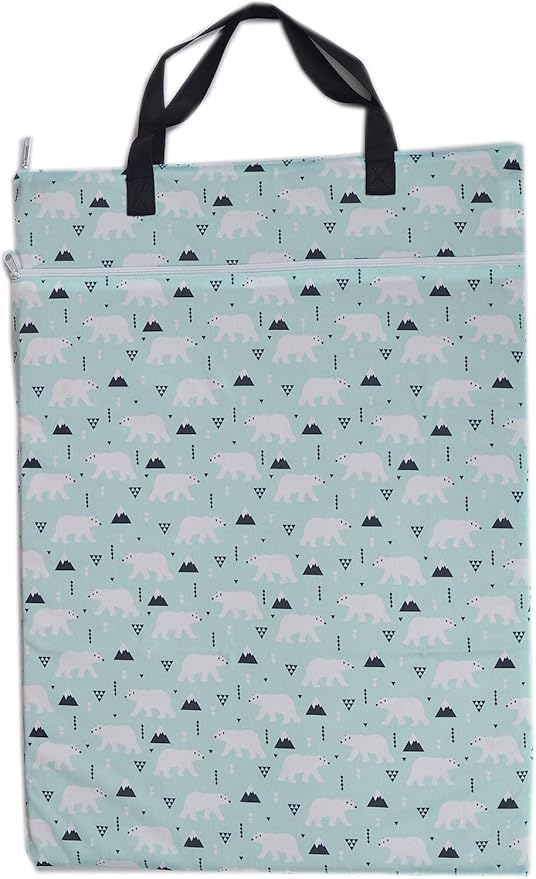 Reusable Large Hanging Wet Dry Cloth Diaper Pail Bag for Diapers or Laundry (Polar Bear)