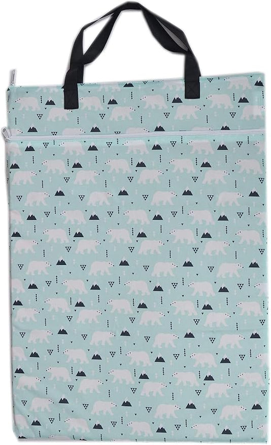 Reusable Large Hanging Wet Dry Cloth Diaper Pail Bag for Diapers or Laundry (Polar Bear)