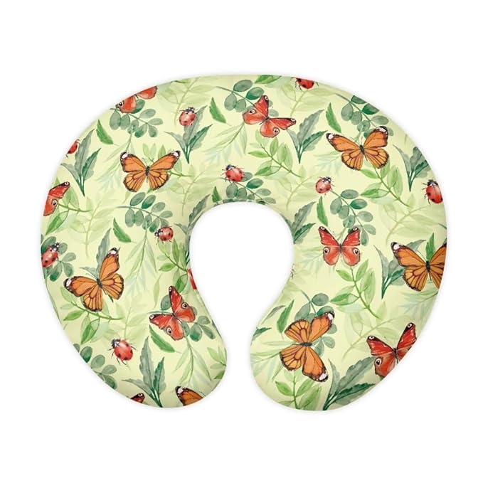 Jeiento Butterfly Nursing Pillow Covers Palm Leaf Breastfeeding Pillow Slipcover Tummy Time, Baby Sitting Support, Awake-Time Support,Pillow Cover Only
