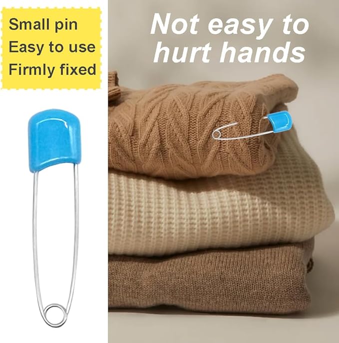 50 pcs 2.2" Plastic Head Safety Pin Nappy Cloth Diaper Safety Pins with Safe Locking Closures (Blue)
