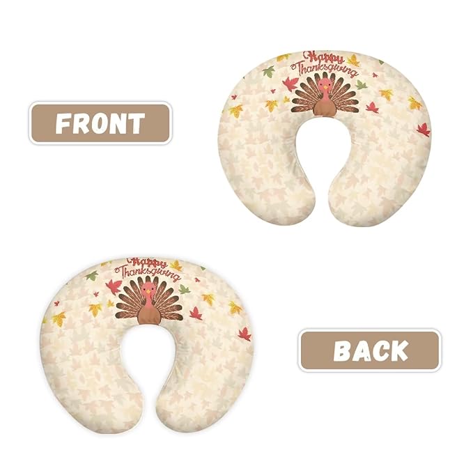 Thanksgiving Turkey Nursing Pillow Cover Lightweight Breathable Pillow Cover for Infant Snug, Stretchy Neutral Breastfeeding Fall Pillow Cover for Breastfeeding Moms