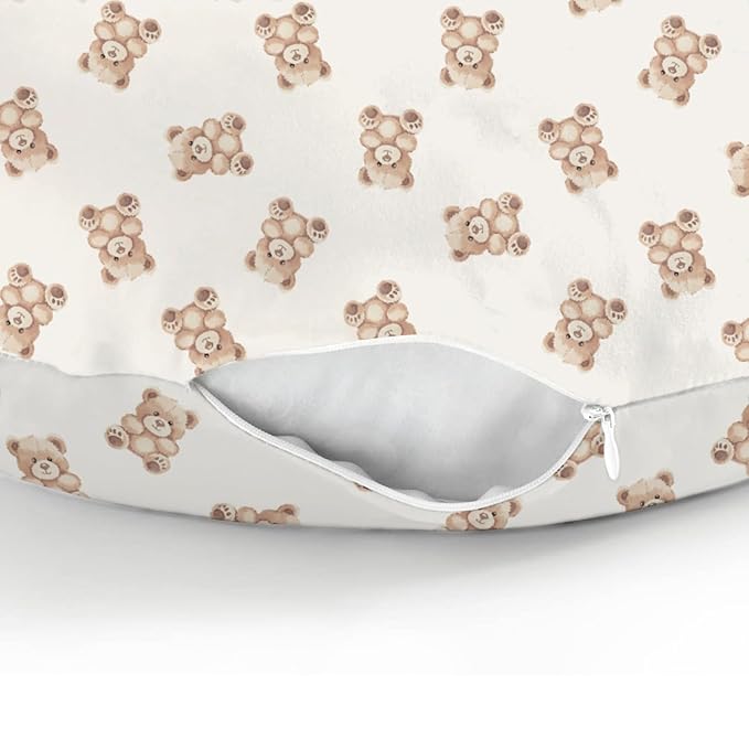 Neutral Boho Bears Baby Nursing Pillow Covers for Boy Girl Cute Vintage Brown Bear Nursing Pillowcase for Breastfeeding Pillows Gender Neutral Animal Soft Stretchy Slipcovers for Newborn Infant