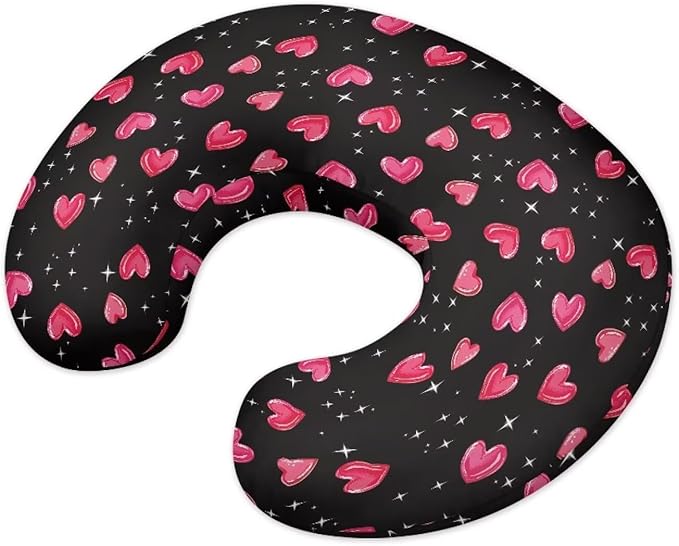 Soft and Comfy Nursing Pillow Cover for Boys and Girls,Reversible U-Shaped Nursing Pillow Cover: Dual-Sided Comfort for Breastfeeding and Bottle Feeding Heart Pattern(Cover Only)