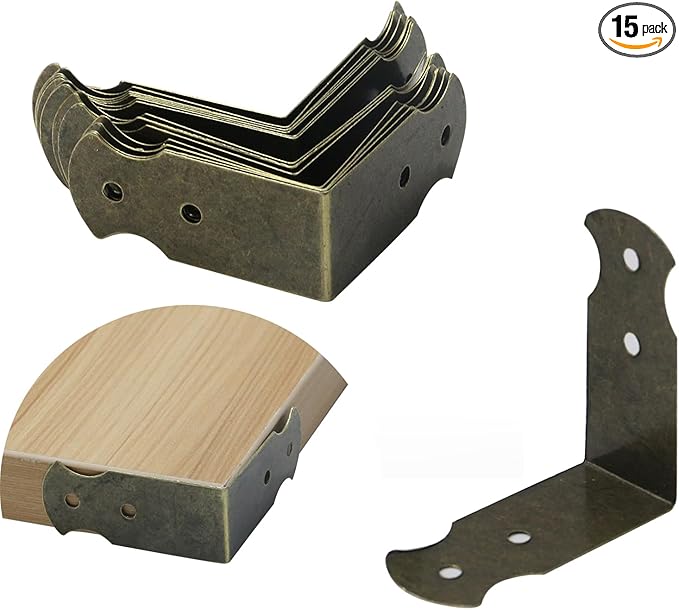 15 Pcs Metal L Shaped Corner Guards Mcredy Decorative Box Corner Protectors Corner Edge Guard, Antique Bronze