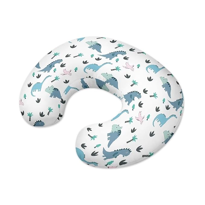 Dinosaur Nursing Pillow Cover Slipcover Comfortable Scratches-Proof Fabric Breastfeeding & Bottle Feeding Pillow Case for Home Car Nursery Room Decorations