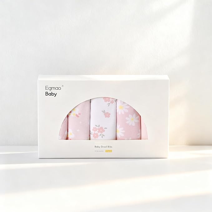 10 Pack Cotton Snap Bibs for Baby Boy Girl, Super Soft Drool Bibs for Teething and Feeding