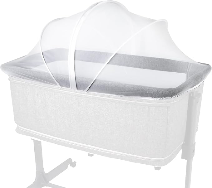 Bassinet Cover to Keep Cats Out, Mosquito Net Cover with 2-Way Zipper for Baby Crib, White