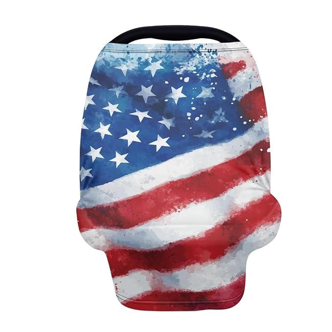 Belidome American Flag Nursing Cover Up for Breastfeeding 4th of July Breast Feeding Covers for Women Patriotic Red White and Blue Car Seat Canopy for Babies