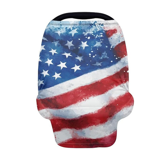 Belidome American Flag Nursing Cover Up for Breastfeeding 4th of July Breast Feeding Covers for Women Patriotic Red White and Blue Car Seat Canopy for Babies