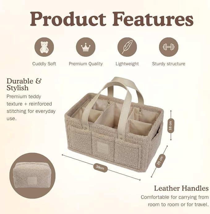 Baby Diaper Caddy Organizer–Includes Toiletry Bag, Baby Essentials, Nursery Storage Basket, Portable Diaper Organizer, Newborn Essentials & Baby Registry Must Have