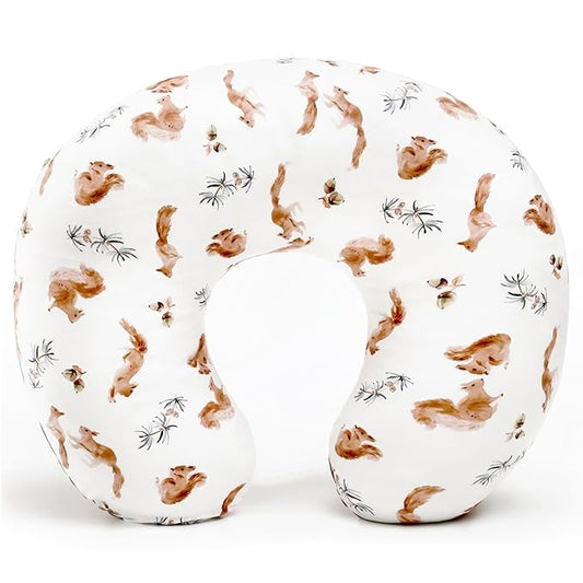 GRSSDER Nursing Pillow Cover Stretchy Minky Removable Nursing Covers for Breastfeeding Pillows, Ultra Soft Comfortable Slipcover for Boy and Girls, Stylish Pretty Squirrel