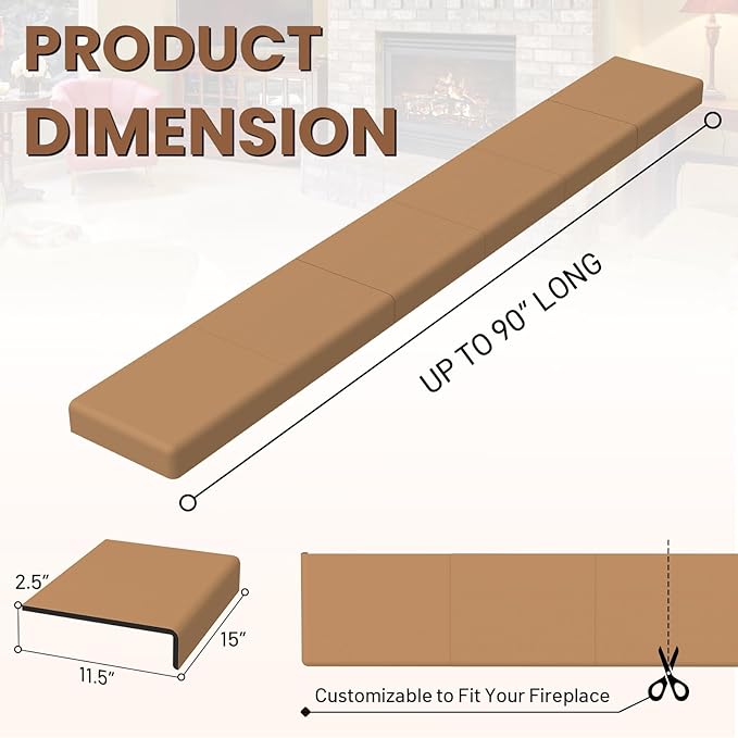 Salcod Fireplace Baby Proofing – Soft Brick Cover for Baby Proofing, 90” Foam Bumper Set for Fireplace Edge Protection, Bumpers for Babies & Toddlers, Easy to Install, Safe & Stylish