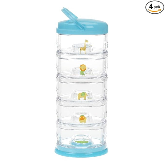Innobaby Packin' Smart Stackable and Portable Storage System for Formula, Baby Snacks and More. 5 Stackable Cups in Blueberry Sorbet. BPA Free.