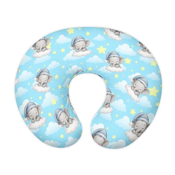 Jeiento Cartoon Elephant Pillow Case Cute Elephant Nursing Pillowcase for Breastfeeding Elastic Soft Fabric U-Shaped Feeding Pillow Covers Premium Quick-Dry Fabric Cover Slipcover,for Women Newborn