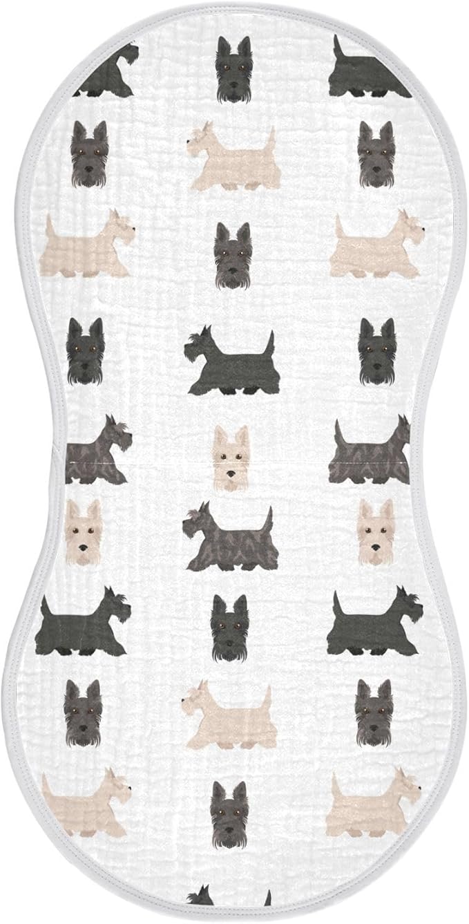 vvfelixl Scottish Terrier Dogs Burp Cloths for Baby Boy Girls Baby Washcloths Burp Rags 1 Pack