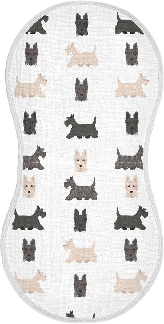 vvfelixl Scottish Terrier Dogs Burp Cloths for Baby Boy Girls Baby Washcloths Burp Rags 1 Pack