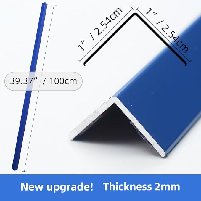 4 Pcs Aluminum Angle Corner Guards, 1" x 1" x 39.4" Metal Wall Corner Protector L-Shaped Molding Trim for Wall Door Frame Cabinet Protection Decoration, 2 mm Thickness, Blue
