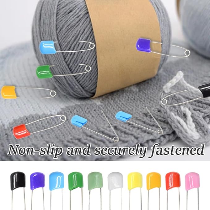 50 Pieces Safety Pins Diaper Pin 2.12 Inch Stainless Steel Nappy Pins Plastic Head Baby Safety Pins Colour Safe Locking Closures for Cloth Diapers (ET/Colour)