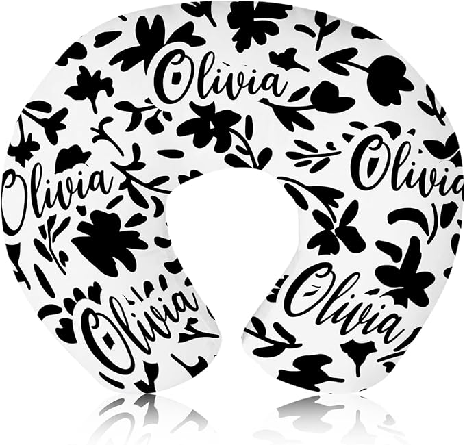 Customizable Flowers Baby Nursing Pillow Cover - Add Your Baby's Name, Ultra-Soft Stretch Fabric, Fits Standard Nursing Pillows, Ideal for Baby Showers Style 18