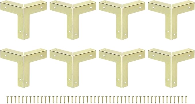 uxcell 8 Pcs Decorative Box Corner Cover, 32mm Metal Edge Guard, Furniture Corner Edges Protector, Yellow