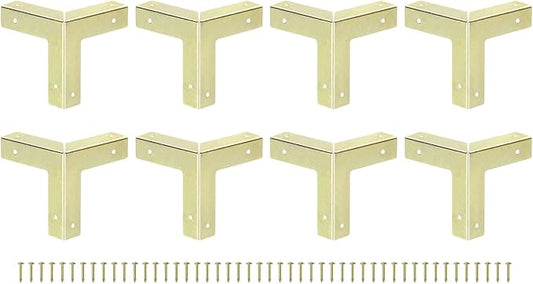 uxcell 8 Pcs Decorative Box Corner Cover, 32mm Metal Edge Guard, Furniture Corner Edges Protector, Yellow