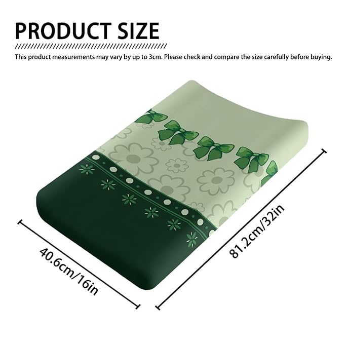 St Patricks Day Changing Pad Covers Flower Changing Pad Cover Green Diaper Changing Pad Cover Portable 32''*16'' Changing Pad -Cover