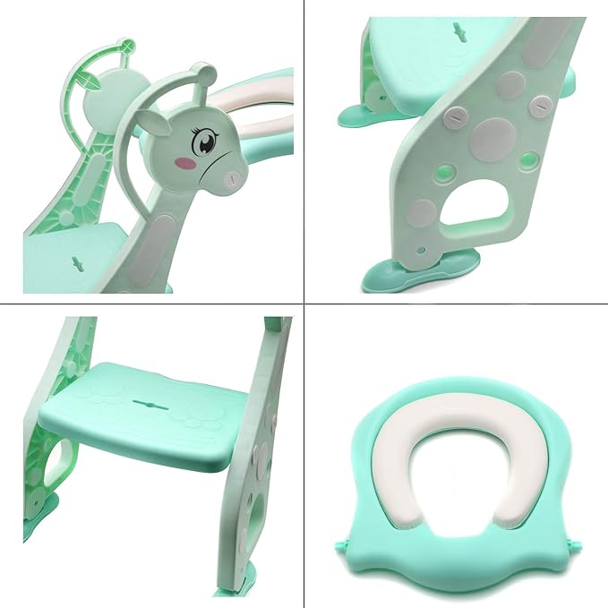 Giffgaff Potty Training Toilet Ladder Seat With Upgraded Cushion Step Stool Ladder Toilet Trainer for Baby Toddler Kids Children In Blue