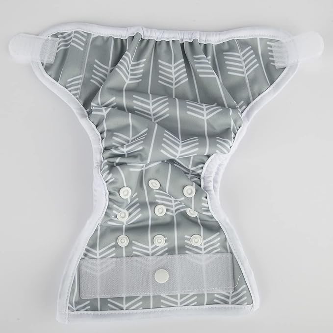 Newborn Baby Cloth Diaper Cover Nappy Hook and Loop (Grey Arrow)