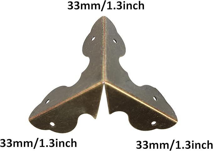 24PCS 1.3” Metal Box Corner Protector, Bronze Triangle Edge Decorative Case Corner Edge Guard Protector Metal Cabinet Table Edge Cover