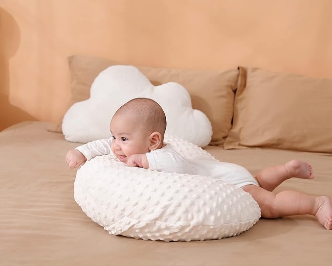 Pillowcase for Nursing Pillow and Positioner for Breastfeeding and Bottle Feeding, Propping Baby, Tummy Time, Baby Sitting Support, Awake-Time Support, Pillow Cover Only (Beige)