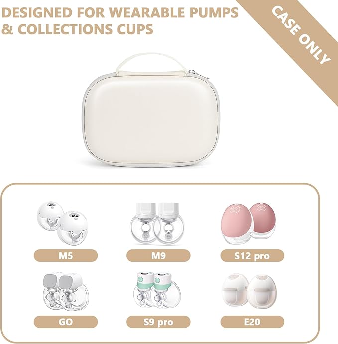 Breast Pump Carrying Bags Case for Willow & Momcozy, Compact Hands Free Wearable Breast Pump Bag for eufy Security/Medela/Bluefair- Travel Pumping Storage Bag with Removable Tray for Mom - Beige