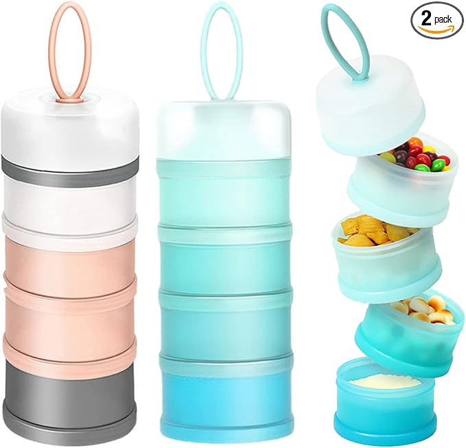 2 PCS 4 Layers Sakura Baby Milk Formula Dispenser & Container Box for Travel (Blue)