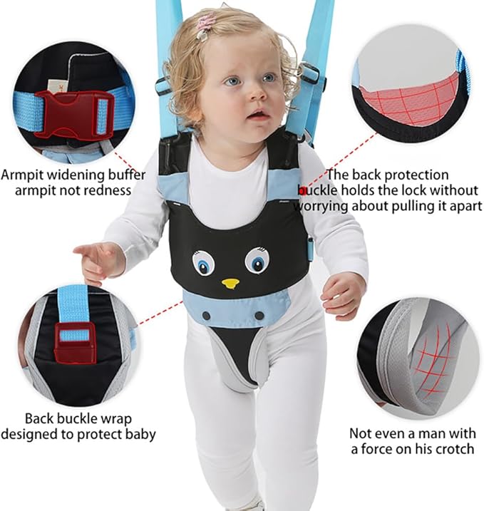 Surakey Baby Walking Harness - Handheld Kids Walker Helper - Toddler Walker Harness Adjustable Assistant Belt - Help Infant Learning Walk Support Assist Trainer Tool for 7-24 Month Old (Black)