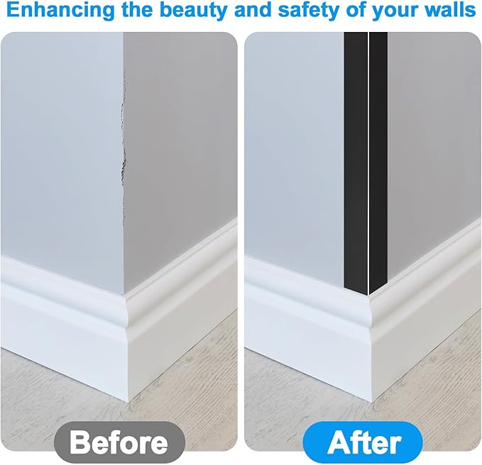 4Pack Aluminum Metal Corner Protector, 45″x 1″ Peel and Stick L Molding Corner Guards with 90° Angle, for Wall Door Frame Cabinet Furniture Baseboard Protection and Decoration (Black)