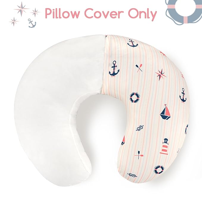 DILIMI Nursing Pillow Cover, Stretchy Removable Pillowcase for Breastfeeding Pillows, Ultra Soft Comfortable Slipcover for Baby Girl and Boy, Navigation Anchor