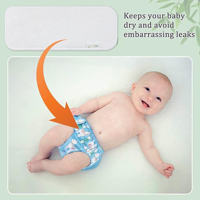 wegreeco Reusable Soft 4 Layers 12 Pack Inserts for Baby Cloth Diaper,High Absorbing Washable Liners