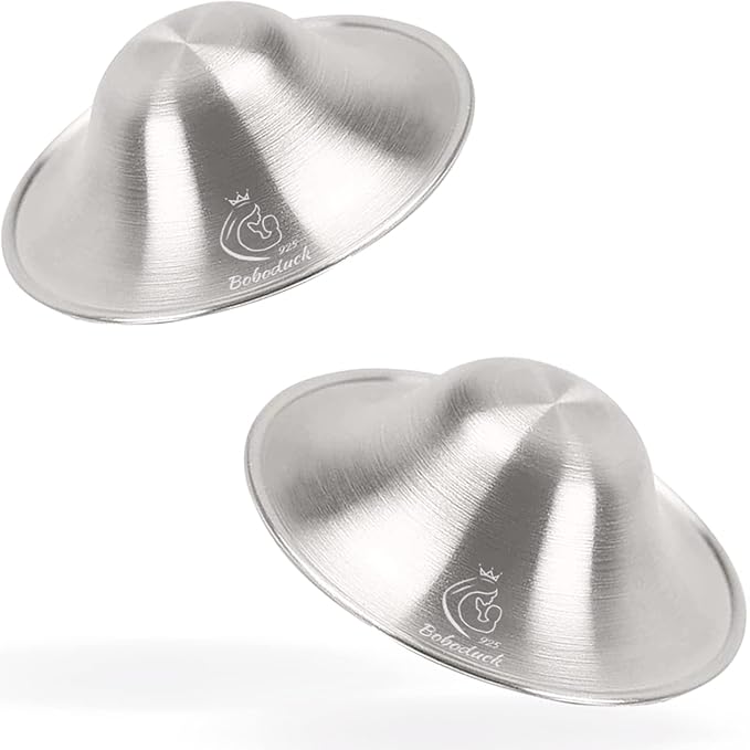 Boboduck Silver Nursing Cups - Silver Nipple Covers Breastfeeding for Protect and Soothe Sore Nipples, Silver Nipple Shields for Nursing Newborn, Nursing Pads Breastfeeding Newborn Essentials