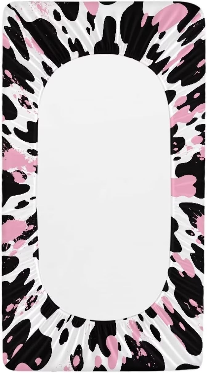Changing Pad Covers for Boys Girls, Pink Cow Diaper Changing Table Pad Cover Soft Breathable Changing Mat Cover for 32''x16" Cute Birthday Gifts for Baby