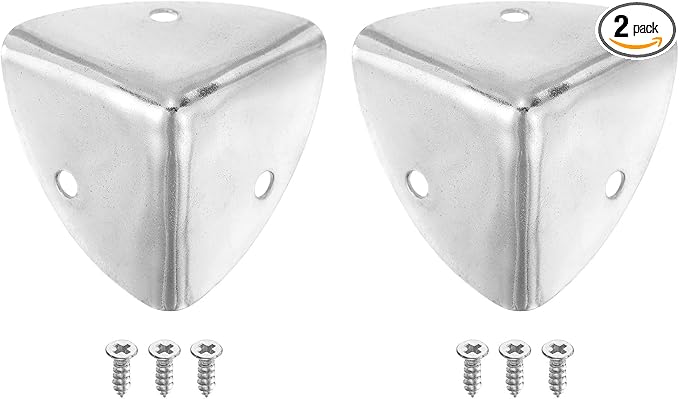 uxcell 2 Pcs Decorative Box Corner Cover, 40mm Metal Edge Guard, Furniture Corner Edges Protector with Screws, Silver
